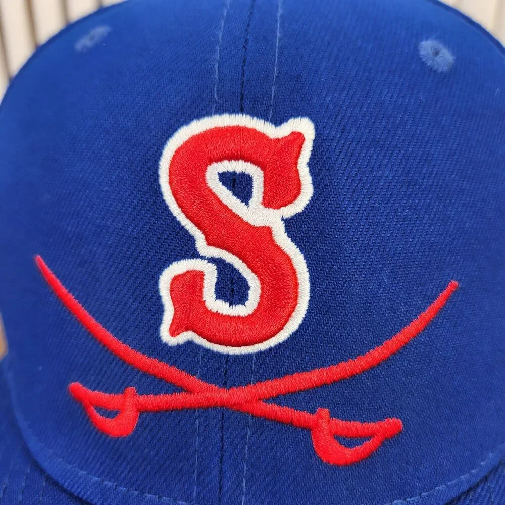 New Era 59fifty Sheridan Post #7 Jets Baseball Cap Blue Red Size 7 1/4 Sport Hat